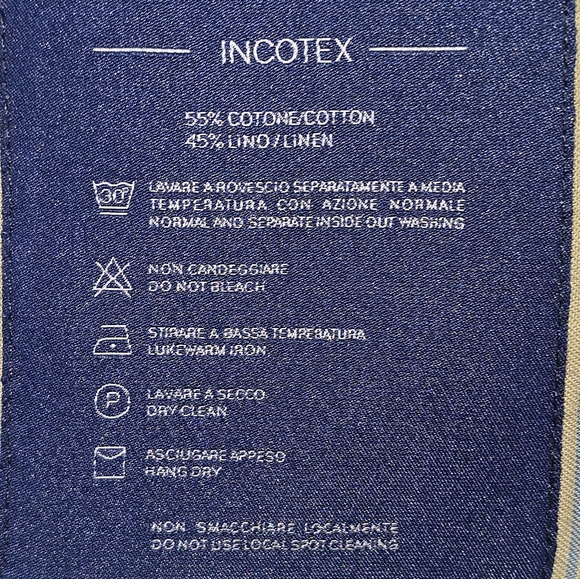 Incotex Men's Dark Khaki Chino Lino Linen Blend Quality Pants Mens 32 - Picture 8 of 9